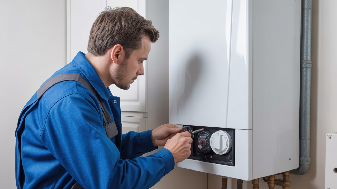 Gas Safe registered engineer servicing a modern boiler in Tamworth — Vulcan Heat boiler service