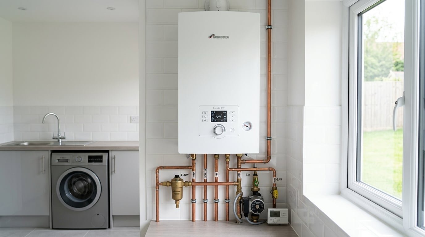 Modern combi boiler installation in a UK home — new boiler technology 2026 Sutton Coldfield